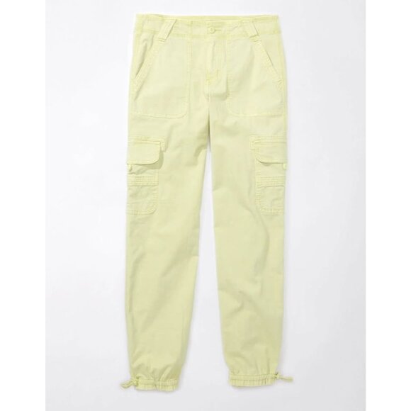 BNWT American Eagle Snappy Stretch Convertible Baggy Cargo Jogger, Citron Size10 - Picture 4 of 9